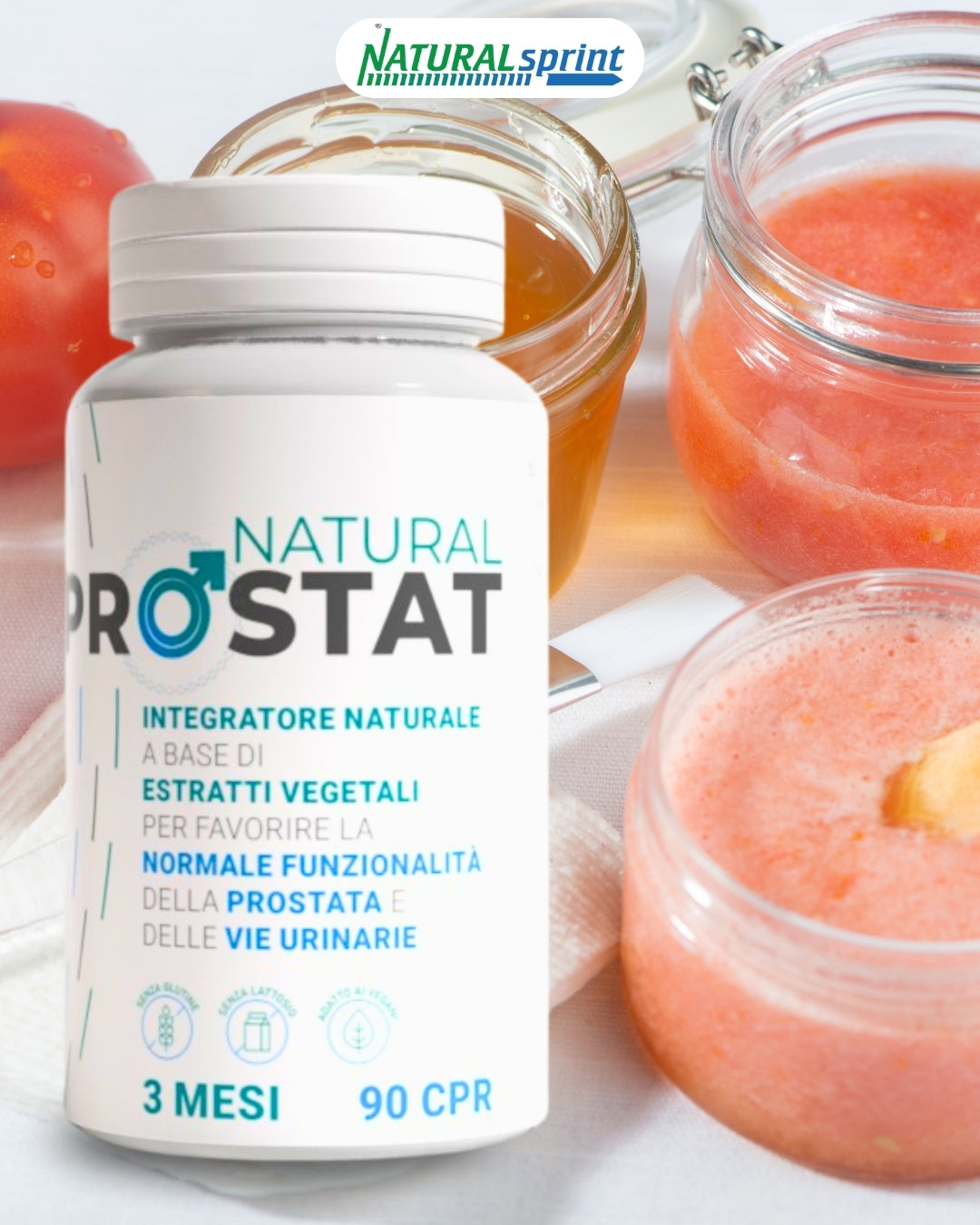 Prostat con Serenoa Repens, Licopene, Urtica Dioica, Zinco e Vitamina C - 180 COMPRESSE