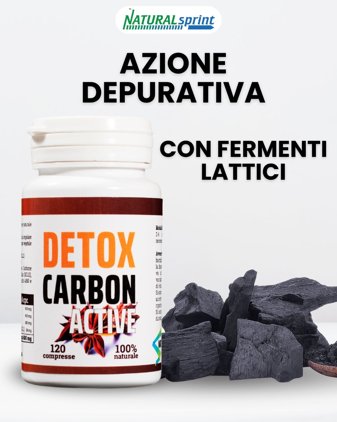 DETOX Carbon Active con Fermenti Lattici Lactobacillus