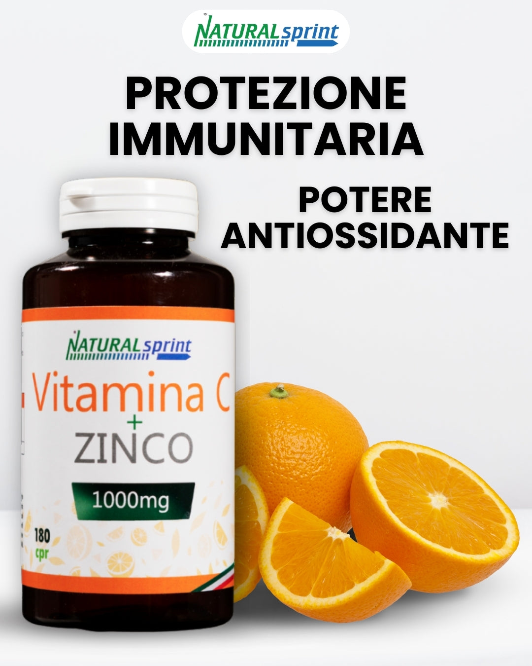 Vitamina C + Zinco - Alto Dosaggio - 180 Compresse