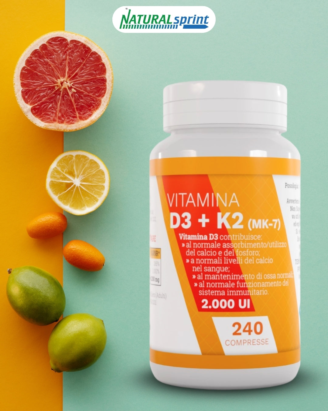Vitamina D3 2000 UI + 200 µg Vitamina K - 500 CPR