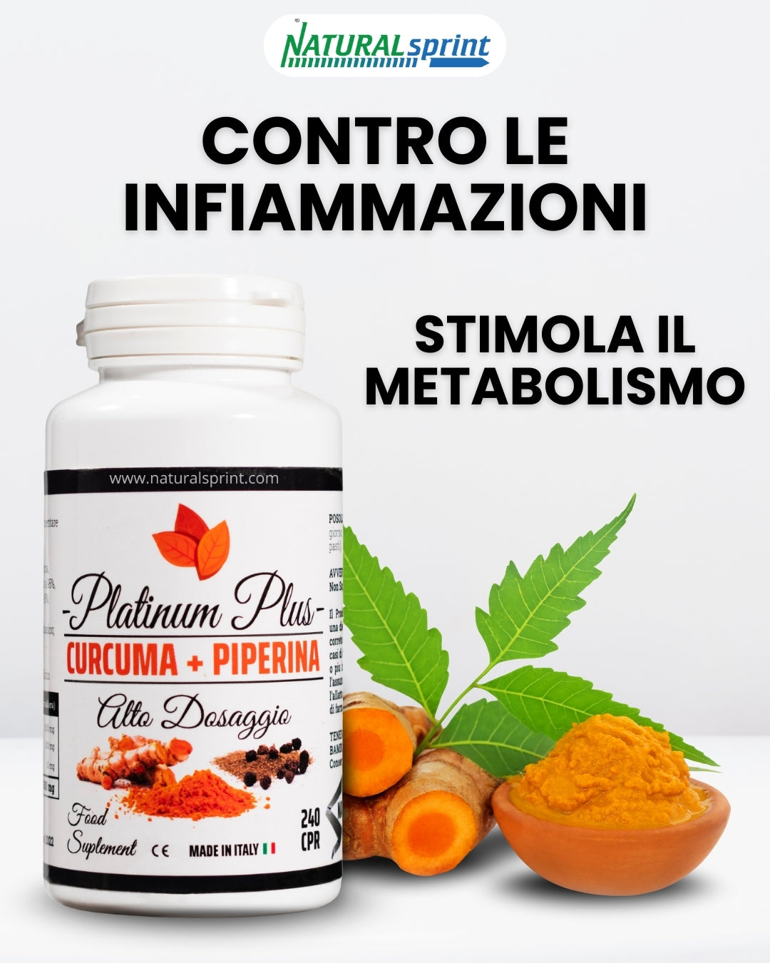 Curcumina e Piperina Alto Dosaggio – Platinum Plus