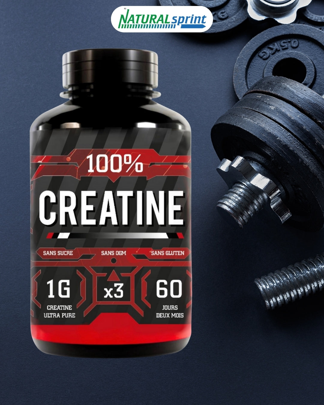 100% CREATINA - Alto Dosaggio 180 Compresse