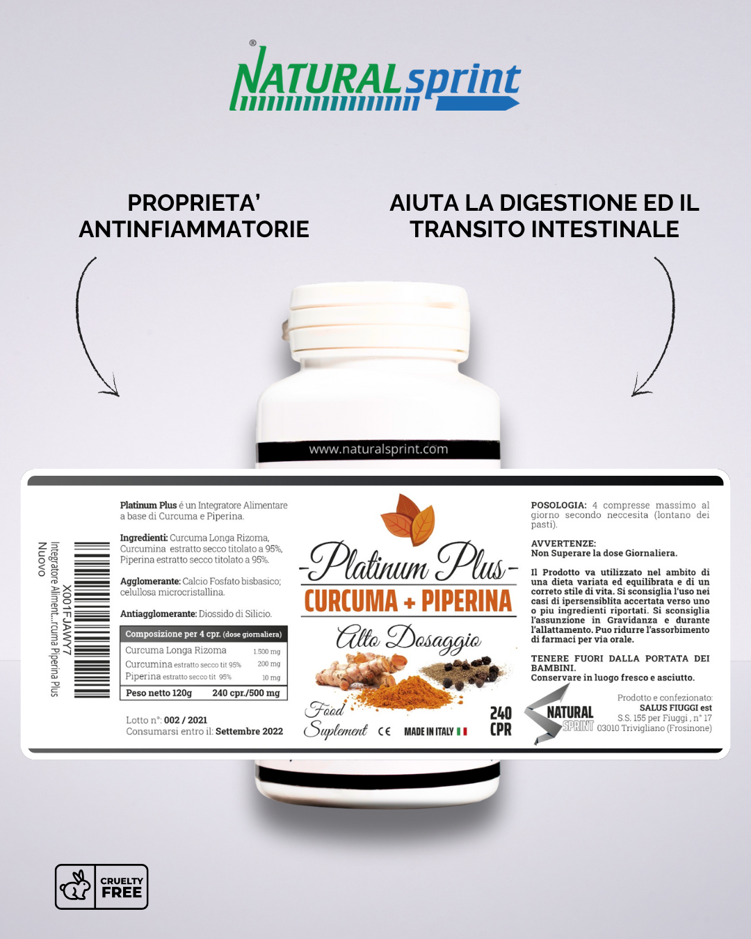 Curcumina e Piperina Alto Dosaggio – Platinum Plus