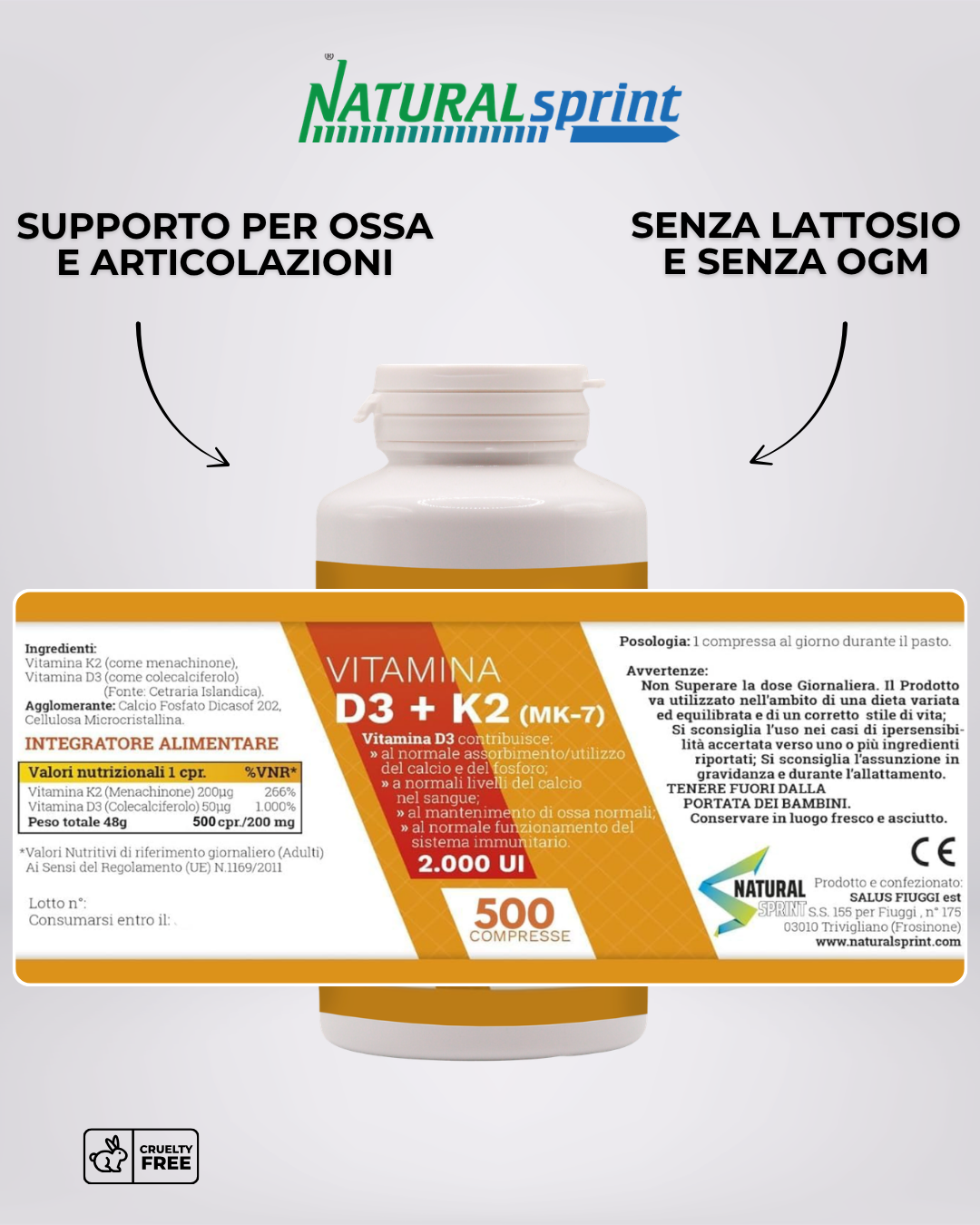 Vitamina D3 2000 UI + 200 µg Vitamina K - 500 CPR