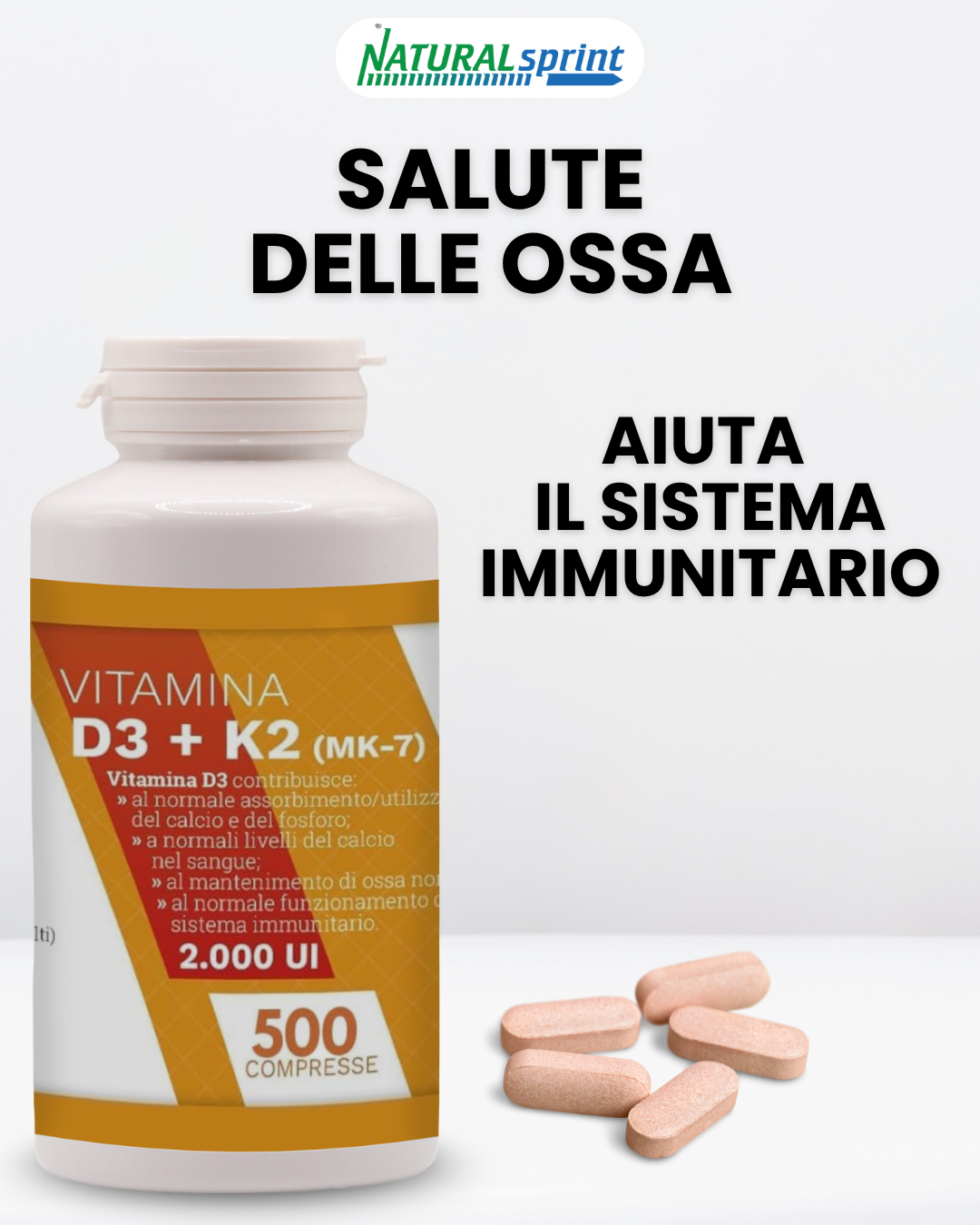 Vitamina D3 2000 UI + 200 µg Vitamina K - 500 CPR