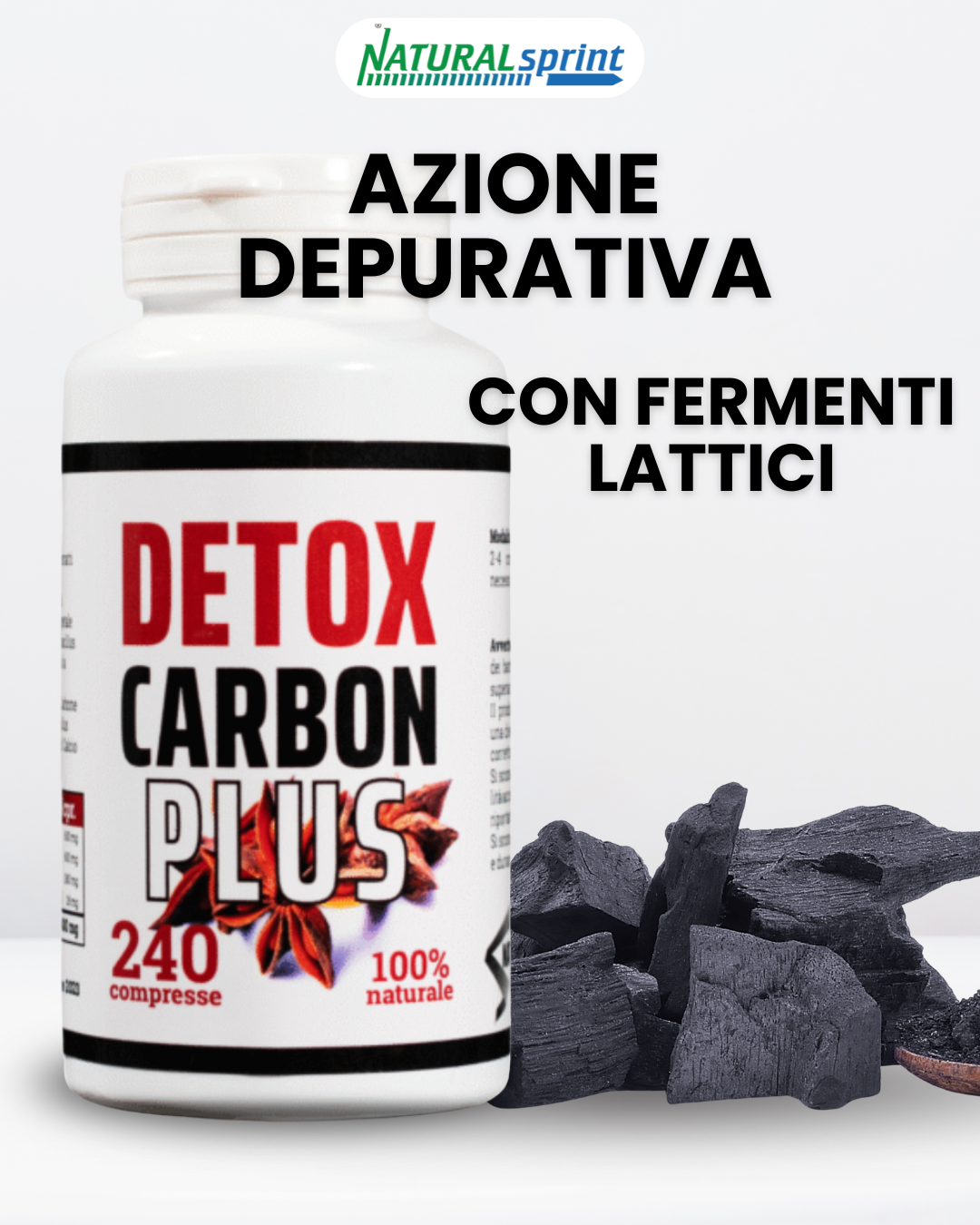 DETOX Carbon PLUS 240 con Fermenti Lattici Lactobacillus