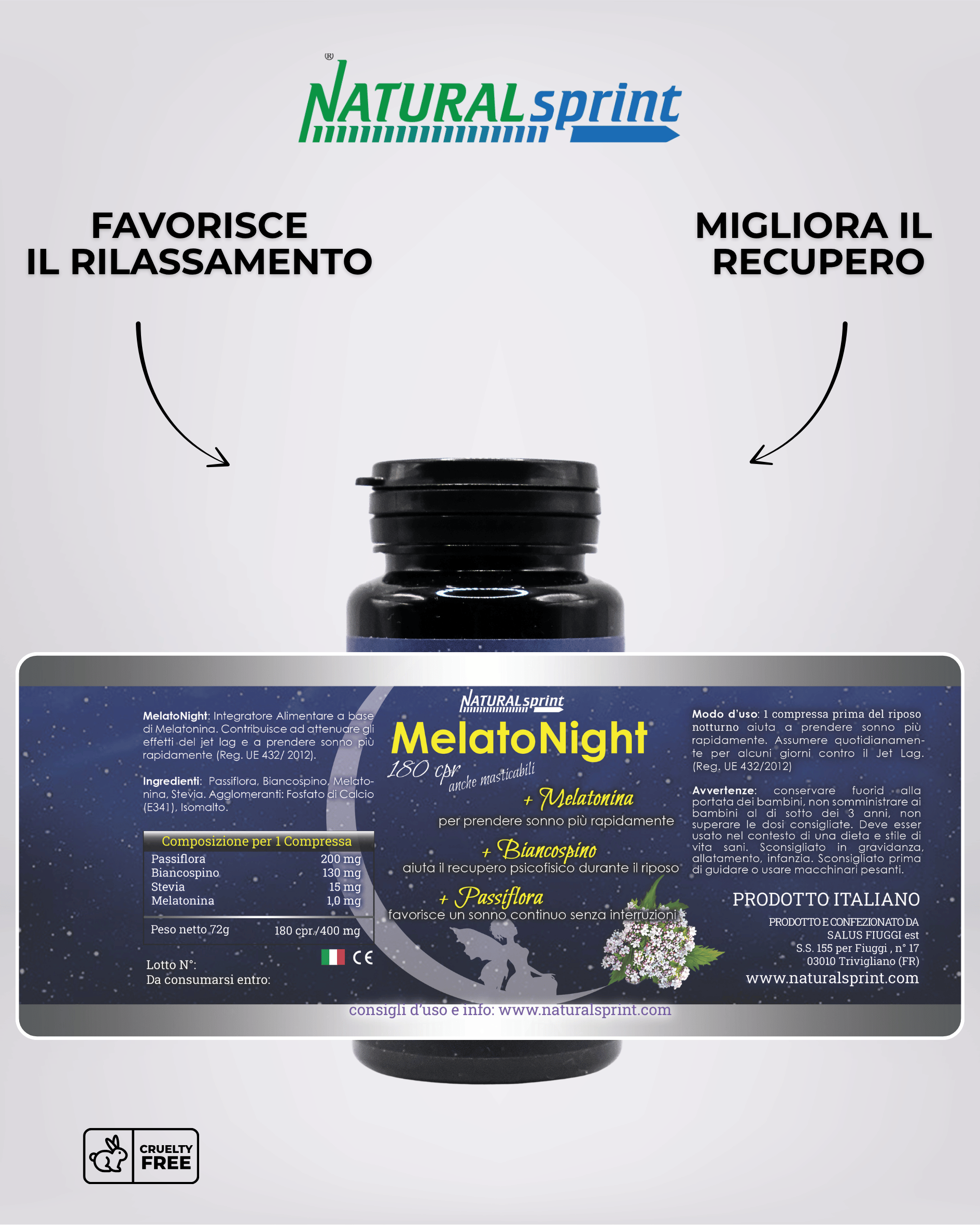 Melatonina Masticabile con Passiflora (Passion Fruit) Biancospino e Stevia