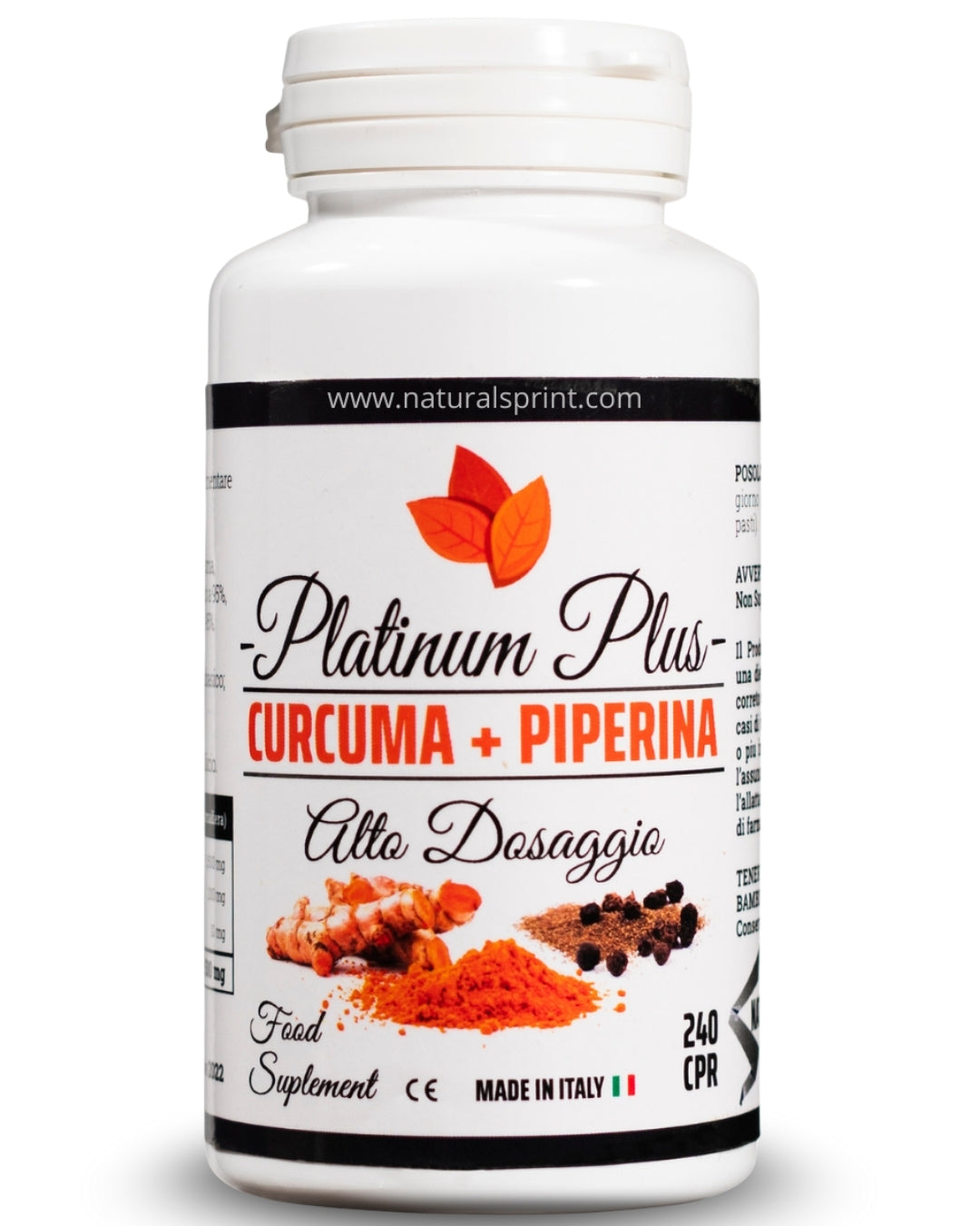 Curcumina e Piperina Alto Dosaggio – Platinum Plus