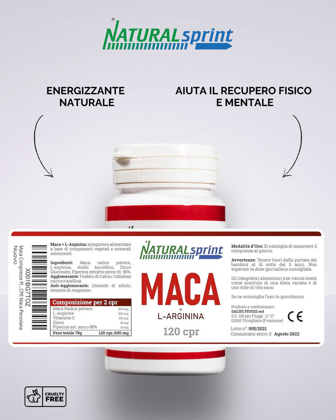 Maca Peruviana, Arginina, Zinco, Integratore Energizzante