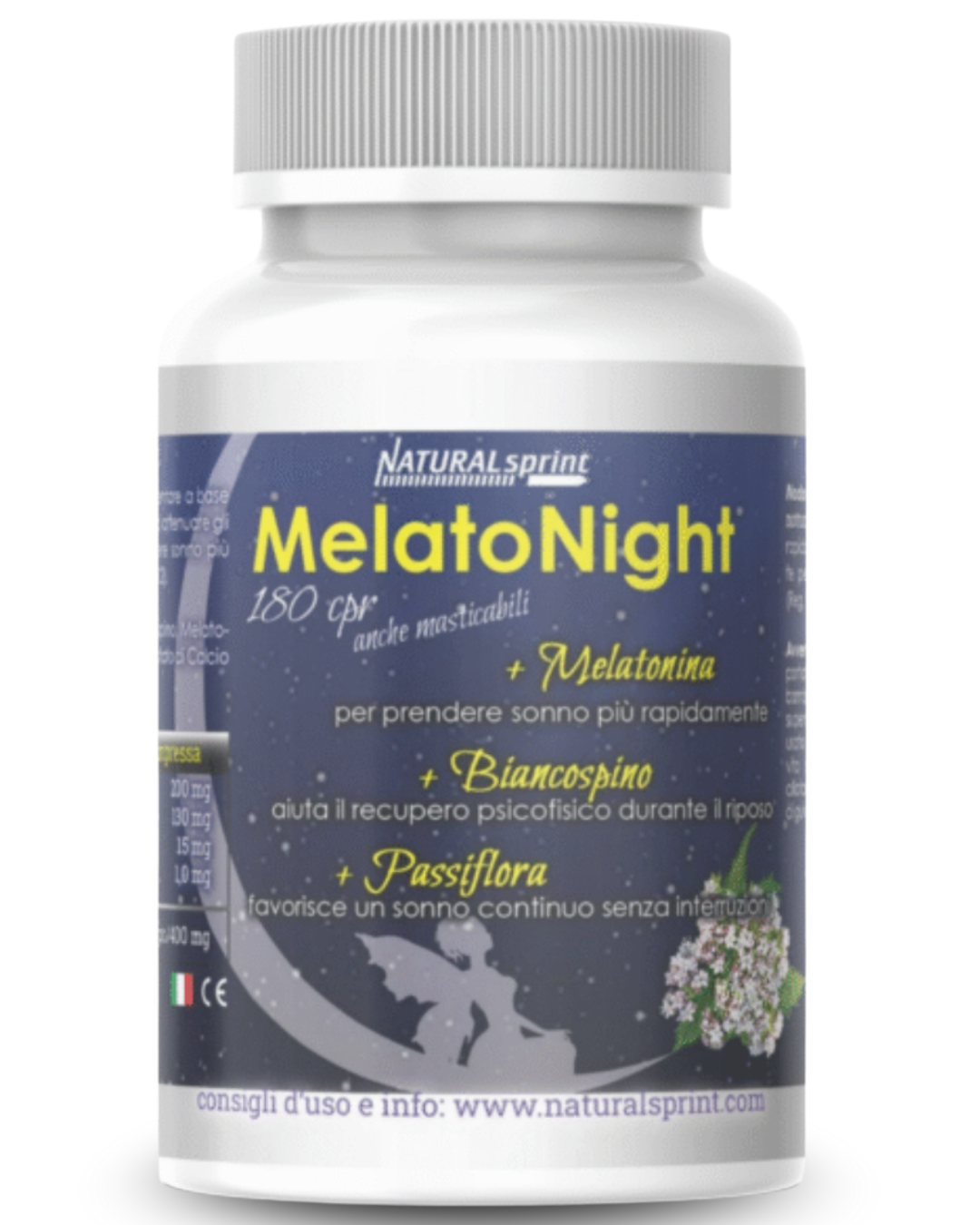 Melatonina Masticabile con Passiflora (Passion Fruit) Biancospino e Stevia