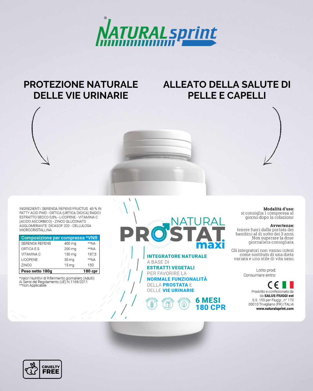 Prostat con Serenoa Repens, Licopene, Urtica Dioica, Zinco e Vitamina C - 180 COMPRESSE